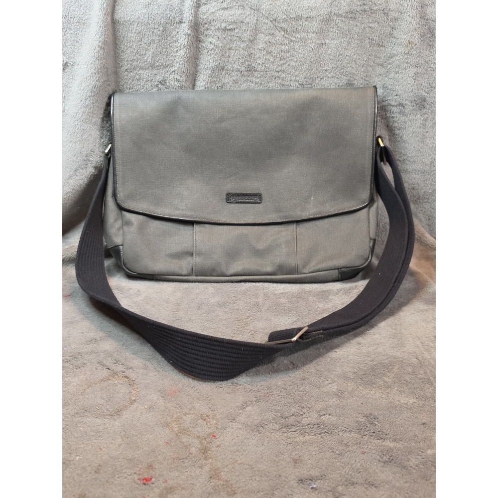 Timbuk2 Messenger Bag Gray Canvas Pockets Laptop Travel Adjustable Shoulder